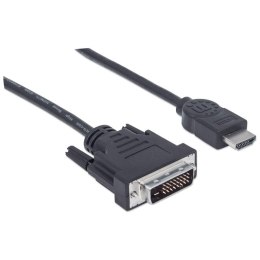 Manhattan 372503 adapter kablowy 1,8 m HDMI Typu A (Standard) DVI-D Czarny