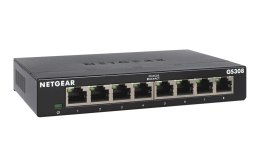 NETGEAR GS308-300PES łącza sieciowe Nie zarządzany L2 Gigabit Ethernet (10/100/1000) Czarny