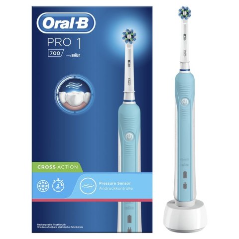 Oral-B PRO 700 CrossAction Dorosły Obrotowo-pulsacyjna szczoteczka do zębów Niebieski, Biały