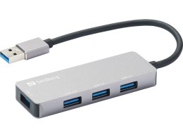 Sandberg 333-67 huby i koncentratory USB 3.2 Gen 1 (3.1 Gen 1) Type-A 5000 Mbit/s Szary