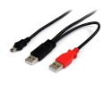 StarTech USB2HABMY6 kabel USB 1,8 m USB 2.0 Mini-USB B 2 x USB A Czarny, Czerwony