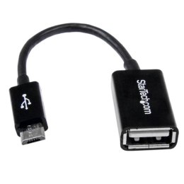 StarTech UUSBOTG kabel USB 0,127 m USB 2.0 Micro-USB B USB A Czarny