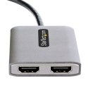 StarTech MST14DP122HD adapter kablowy 0,3 m DisplayPort 2 x HDMI Czarny, Szary