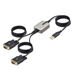 StarTech 2P6FFC-USB-SERIAL zmieniacz płci / kabli USB-A 2 x DB-9 RS-232 Czarny, Szary