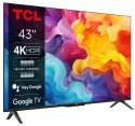 TCL P655 Series 43P655 Telewizor 109,2 cm (43") 4K Ultra HD Smart TV Czarny 220 cd/m²