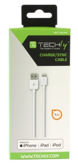 Techly ICOC-APP-8WHTY2 kabel Lightning 1 m Biały