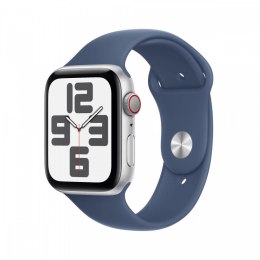 Apple Watch SE GPS + Cellular, koperta 40 mm z aluminium w kolorze srebrnym z paskiem sportowym w kolorze denim - rozmiar S/M