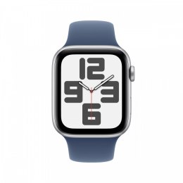 Apple Watch SE GPS + Cellular, koperta 40 mm z aluminium w kolorze srebrnym z paskiem sportowym w kolorze denim - rozmiar S/M