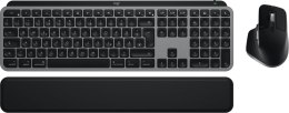 Logitech MX Keys S Combo for Mac klawiatura Dołączona myszka Dom/Biuro RF Wireless + Bluetooth QWERTZ Niemiecki Aluminium, Czarn