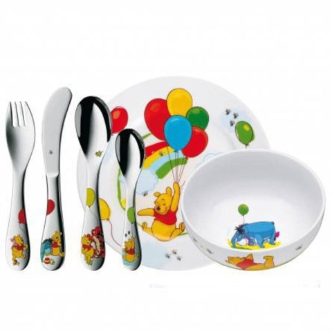 WMF 12.8350.9964 zastawa obiadowa 6 szt. Porcelana Zielony, Stal nierdzewna, Biały, Żółty