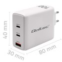 Qoltec Ładowarka sieciowa 100W GaN | 5-20V | 1.5-3A | 2xUSB-C PD | 1xUSBQC 3.0 | Biała