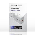 Qoltec Ładowarka sieciowa 20W GaN | 5-20V | 1.5-3A | 1xUSB-C PD | 1xUSB QC 3.0 | Biała