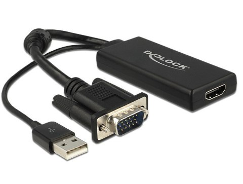 DeLOCK 0.25m VGA+USB2.0-A/HDMI 0,25 m VGA (D-Sub) + USB Czarny