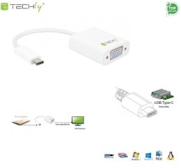 Adapter Techly USB31-VGA USB-C 3.1 na VGA M/Ż, biały 0,15m IADAP