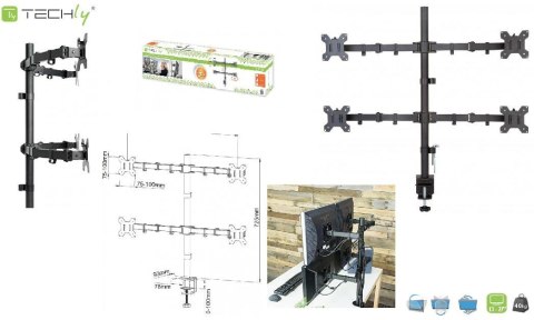 Uchwyt biurkowy Techly 13"-27", 4x10kg regulowany