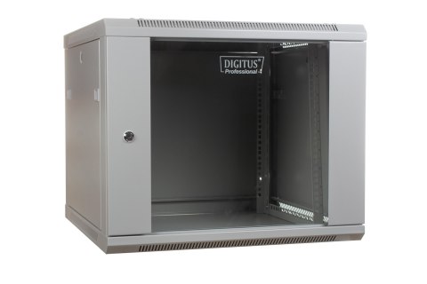 Szafa sieciowa wisząca 19" 9U rack 600x450, drzwi szyba, szary, niedzielona, niezłożona, 60kg