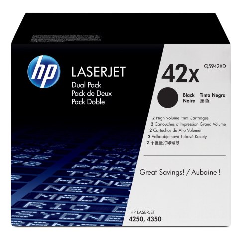 HP 42X zestaw 2 oryginalnych wkładów z czarnym tonerem LaserJet XL