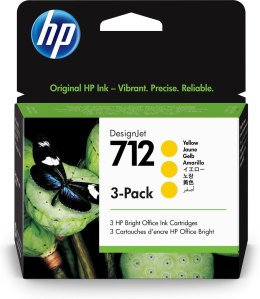 HP Zestaw 3 żółtych wkładów atramentowych 712 DesignJet 29 ml