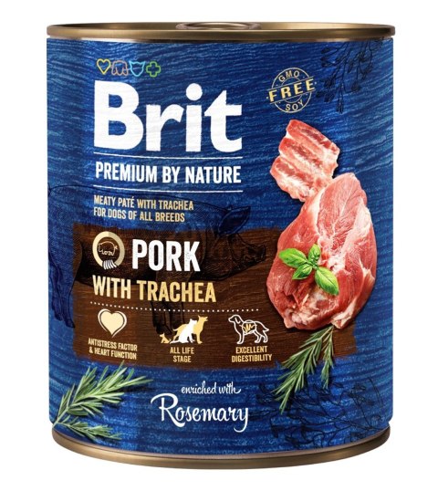 BRIT PREMIUM BY NATURE PORK&TRACHEA - mokra karma dla psa - 800g