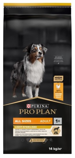 PURINA PRO PLAN Adult Light/Sterilised - sucha karma dla psa - 14 kg