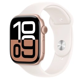 Apple Watch Series 10 GPS, koperta 46 mm z aluminium w kolorze różowego złota z paskiem sportowym w kolorze łagodnego różu - rozmiar M