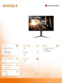 LG Electronics Monitor 32 cale 32GS75Q-B QHD UltraGear 180Hz, 1ms, 400 dc, DP, HDMI, Pivot, HAS