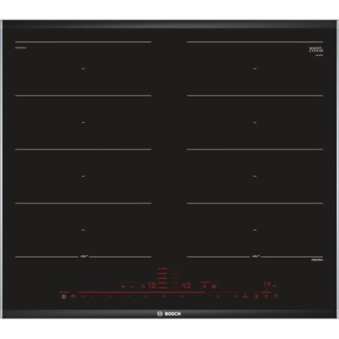 Bosch PXX675DC1E płyta kuchenna Czarny, Stal nierdzewna Wbudowany Płyta indukcyjna strefowa 4 stref(y)