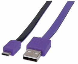 Manhattan 391368 kabel USB 1 m USB 2.0 USB A Micro-USB B Czarny, Fioletowy