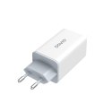 Savio Ładowarka sieciowa 65W GaN LA-07 z kablem USB-A-USB typ C 1m, biała