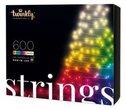 TWINKLY Inteligentne lampki choinkowe Strings 600 RGBW LED, łańcuch, przezroczysty przewód, 48 m, IP44