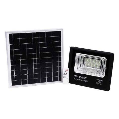 Projektor LED Solarny V-TAC 20W Czarny IP65, Pilot, Timer VT-60W 6000K 1650lm