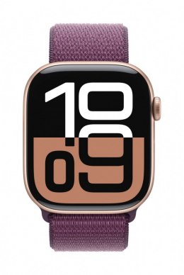 Apple Watch Series 10 GPS, koperta 42 mm z aluminium w kolorze różowego złota z opaską sportową w kolorze dojrzałej śliwki