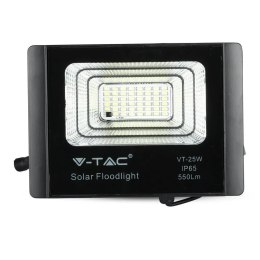 Projektor LED Solarny V-TAC 12W Czarny IP65, Pilot, Timer VT-25W 4000K 550lm