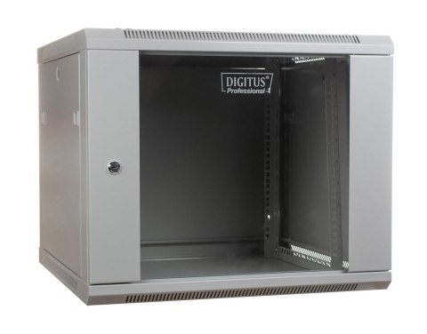 Szafa sieciowa wisząca 19" 9U rack 600x600, drzwi szyba, szary, niedzielona, niezłożona, 60kg