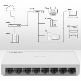 Qoltec SWITCH przełącznik sieciowy 8 x port RJ45 | 1000Mbps | Fast Ethernet | LAN