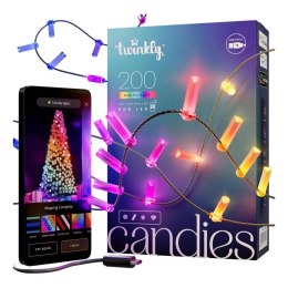 Twinkly Candies - 200 Lampki w kształcie świeczki RGB LEDs, zielony przewód, USB-C