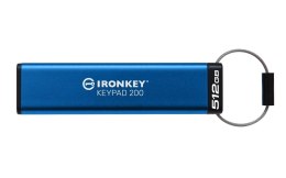 Kingston Technology IronKey Keypad 200 pamięć USB 512 GB USB Typu-A 3.2 Gen 1 (3.1 Gen 1) Niebieski