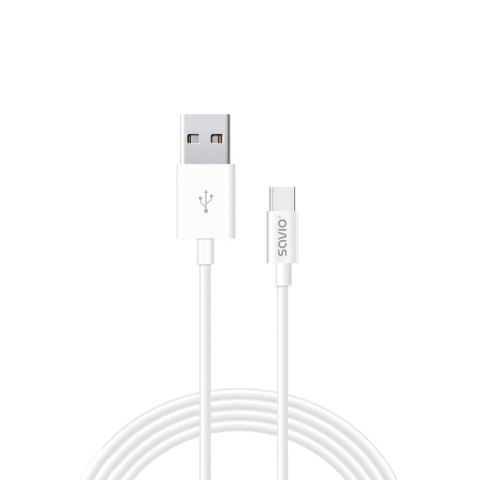 Kabel USB 2.0 Savio CL-126 USB A (M) - USB typ C (M) 5A, 1m, biały