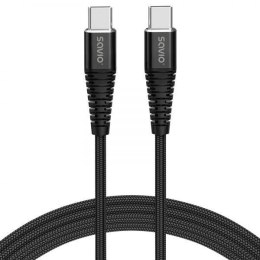 Kabel USB Typ C Savio CL-159 USB TYP C - USB TYP C 100W, 3A, QC, PD, 1m, czarny