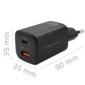 QOLTEC ŁADOWARKA SIECIOWA 65W GAN ULTRA | 5-20V | 2.25-3.25A | 1 X USB TYP C PD | 1 X USB QC 3.0 | CZARNA