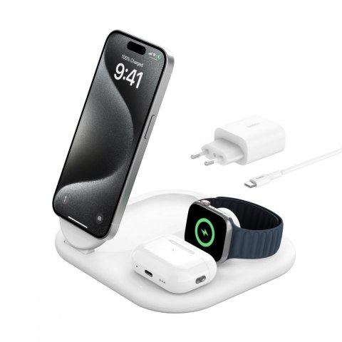 Belkin Magnetyczna podstawka ładująca BOOSTCHARGE 3w1 Qi2 15W biała składana