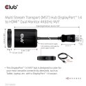 CLUB3D CSV-7200H rozgałęziacz telewizyjny DisplayPort 2x HDMI