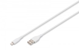 Digitus Kabel zasilający silikonowy USB-A - Lightning, USB 2.0 12W, certyfikat MFI, 0,5m Biały