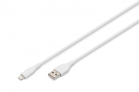 Digitus Kabel zasilający silikonowy USB-A - Lightning, USB 2.0 12W, certyfikat MFI, 1m Biały