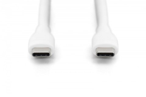 Digitus Kabel połączeniowy silikonowy USB-C - USB-C, USB 2.0 60W, 0,5m Biały