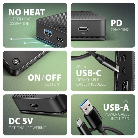 AXAGON HMC-U4 Wieloportowy hub USB 12in1, USB 4.0 40Gbps, 3x USB-A, 2x USB-C, GLAN, HDMI 8K, DP 8K, PD 100W, HQ audio 24bit, UHS II SD/