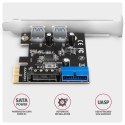 AXAGON PCEU-232RS Kontroler PCIe 2+2x port USB 3.2 GEN 1, UASP, SP & LP 15-pin SATA zasilacz