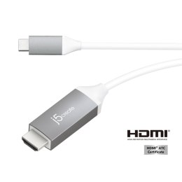 J5create JCC153G kabel HDMI 1,5 m HDMI Type C (Mini) HDMI Typu A (Standard) Szary, Biały