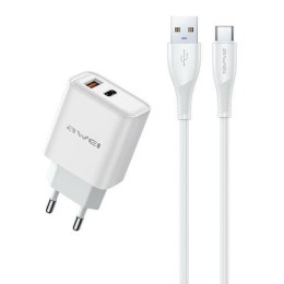 AWEI Ładowarka sieciowa GaN PD81T 22,5W USB+USB-C + kabel USB/USB-C