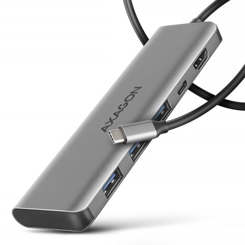 Axagon HMC-5H USB-C 3.2 Gen 1 hub 3x USB-A 4K HDMI PD 100W - Silber Przewodowa USB 3.2 Gen 1 (3.1 Gen 1) Type-C Srebrny